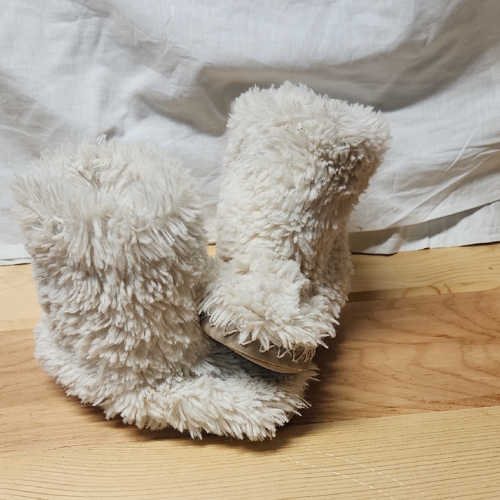 Fluffy White Slippers Pottery Barn